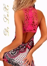 MINI DRESS / TUNIC with CROCHET DETAIL COVER-UP _ XS - M __ ITALY