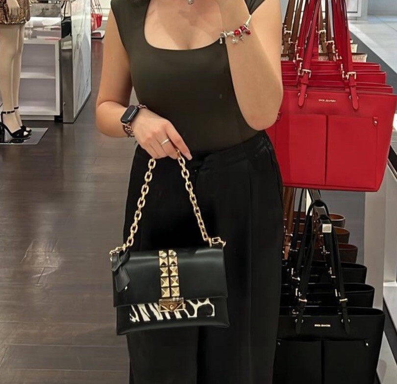 MICHAEL KORS CECE MEDIUM SHOULDER BAG CROSSBODY BLACK WITH ANIMAL