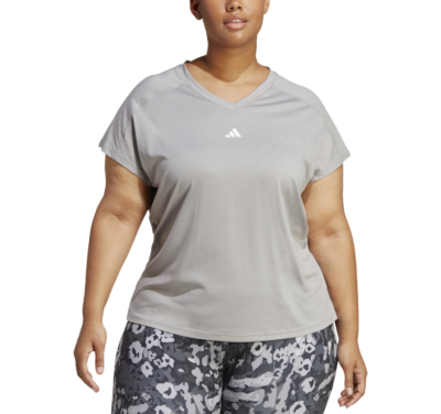 Adidas Train Essentials V-Neck Short-Sleeve Tee Grey Heather Plus