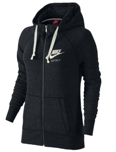 NEW WOMEN'S NIKE LONG-SLEEVE GYM VINTAGE FULL ZIP HOODIE SWEATSHIRT! IN BLACK!!! | eBay
