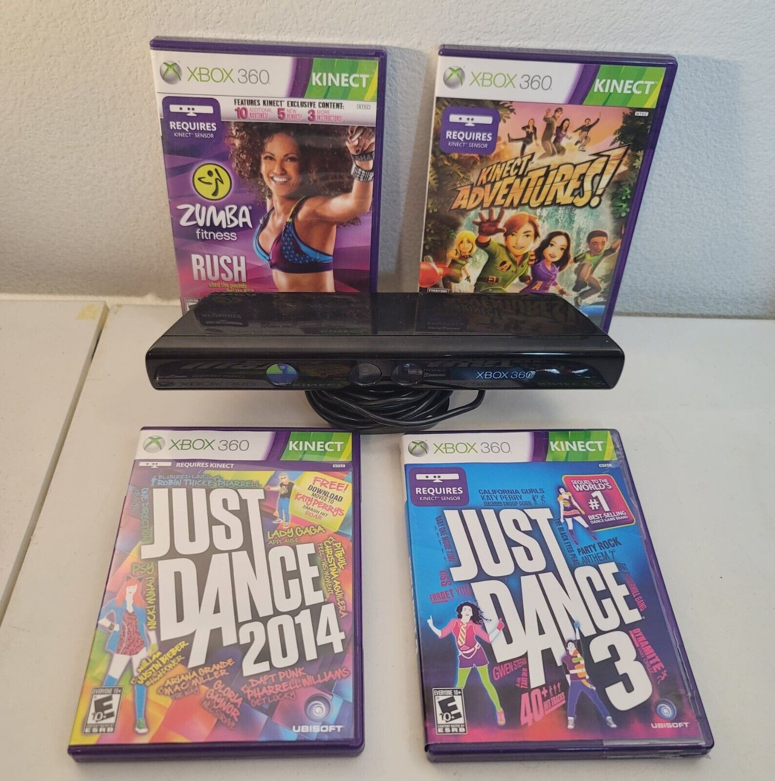 Microsoft Kinect XBOX 360 Games Kinect Adventures & Just Dance 3) Free  Shipping