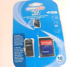 Dane Elec SanDisk adapter MicroSDHC Flash memory 4 GB San Disk Vintage