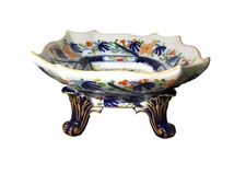 c.1820 Regency Coalport  Hand Painted Imari  Floral 10 1/2" Footed Comport Bowl