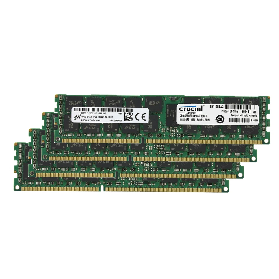 Crucial 64GB(4 x 16GB)Kit DDR3 1866MHz RDIMM ECC REG PC3-14900 Server Memory RAM - Image 2 of 4