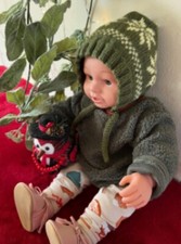 1PC Green Yellow Leaf 12 Months Hand Knitted Baby Bonnet