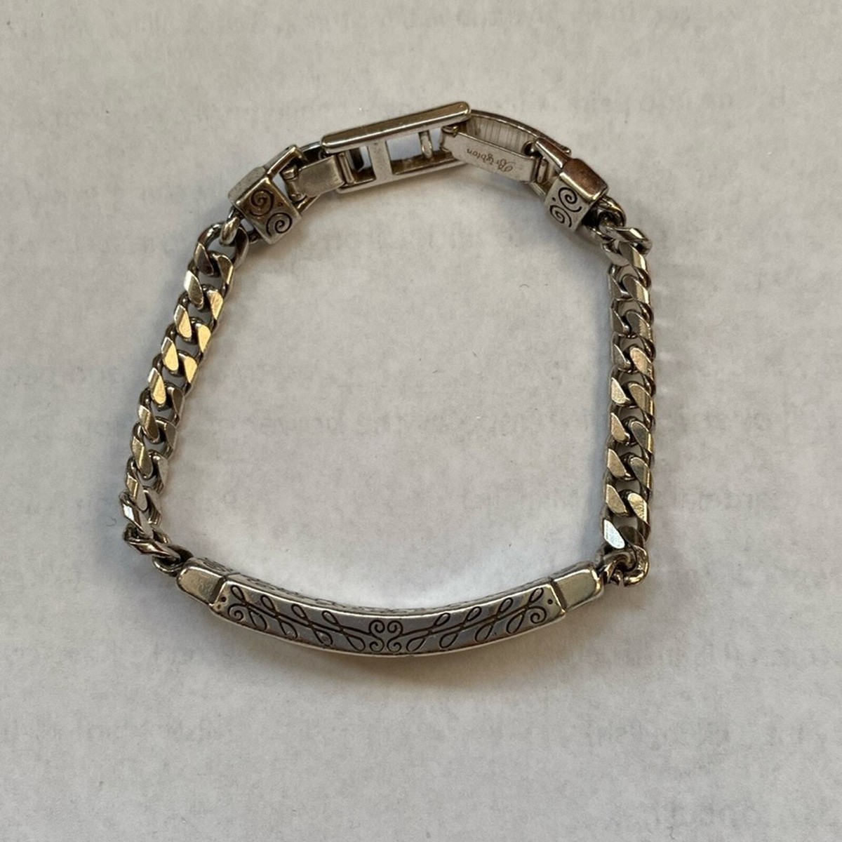 Brighton vintage “Remember to Play” etched silver ID style link bracelet View 4
