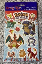 VTG Pokemon DesignWare Stickers 2 sheets 1998 sealed CHARIZARD BLASTOISE 0