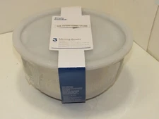 SIMPLY ESSENTIAL SET OF 3 STAINLESS STEEL MIXING BOWLS WITH LIDS NEW FREE SHIP