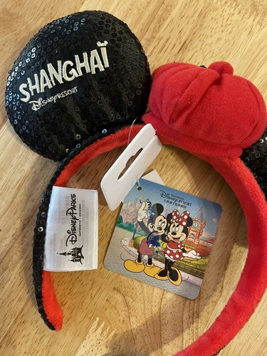 Neu mit Etikett Disney Parks Shanghai limitiert Minnie Mouse Stirnband mit Schleife und Hut - Bild 8 von 10