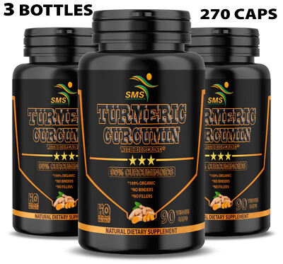 TURMERIC 95% CURCUMIN 10,000mg EXTRACT TUMERIC BLACK PEPPER ANTIOXIDANT 270 CAPS