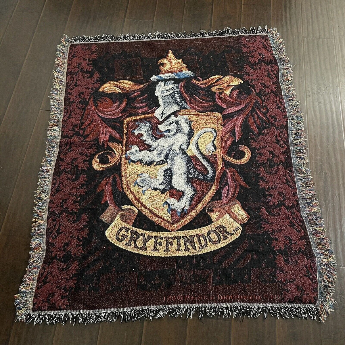 Harry Potter Gryffindor Woven Afghan Throw Sofa Blanket Fringe 58
