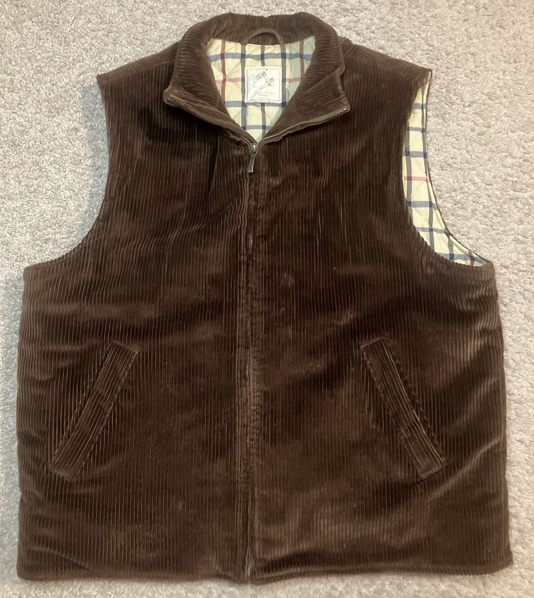 Brooks Brothers Men's Corduroy Vest Brown Quilted lining Size
