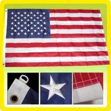 10x15 ft Deluxe US American Flag Large Jumbo Sewn Nylon Embroidered Stars USA