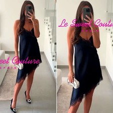 ZARA WOMAN NWT FW25 NAVY BLUE ASYMMETRIC LACE DRESS ZW COLLECTION 5919/200/407