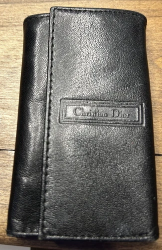 Porte clés vintage, Christian DIOR, cuir noir
