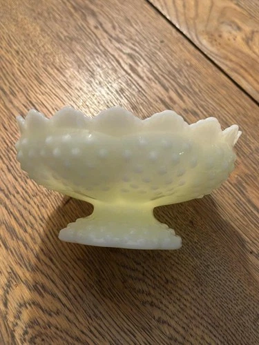 Vintage Fenton Yellow Custard Glass Candle Holder