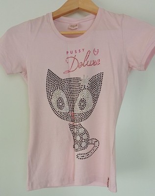 T-Shirt von '' Pussy de LUXE'' , in Rosa mit Steinchen, Gr: S, sehr gut