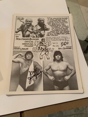 Jerry Lawler Signed August 1977 No 21 Memphis Wrestling Program Bill Dundee Auto