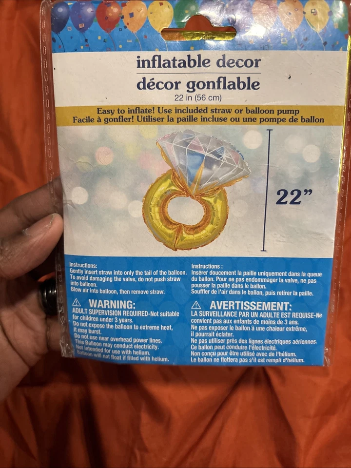 Inflatable Diamond Ring, Foil Balloon 22” - Engagement Anniversary Wedding Party - Image 2 of 3