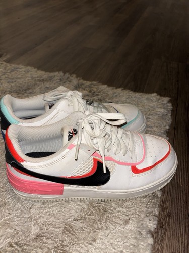 Nike Air Force 1 Low Shadow Women’s Low Top Lace-Up Logo Sneakers White- SZ 9