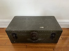 vintage army foot locker World War II Military Chest With Wood Tray Insert WWII