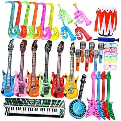 Inflatable Guitar Set - Rock Star Toy with Inflatable Guitar, Bass, Piano, 
