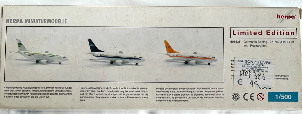 HERPA 1/500 - GERMANIA Boeing 737-700 Set x 3 avions - NEUF - Photo 2/4