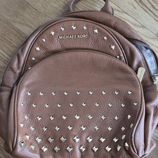 Michael Kors Brown Pebbled Studded Logo Backp...