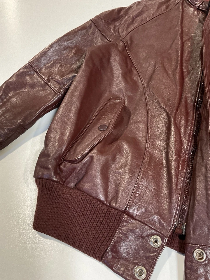 Vintage Reed Sportswear Red Leather Bomber Jacket Sz 44 70s 80s - Image 3 of 4