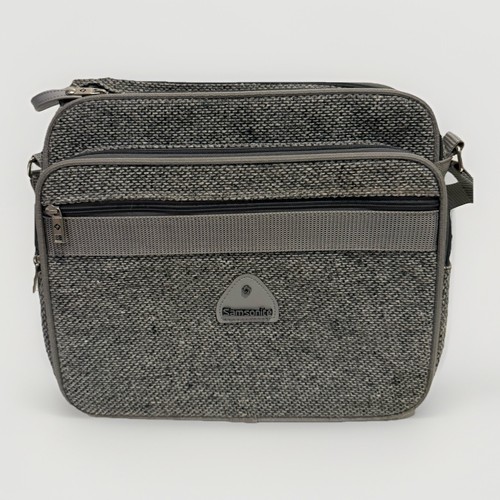 Vtg Samsonite Profile Tweed Messenger Shoulder Bag Gray 1987 Made In Taiwan ROC