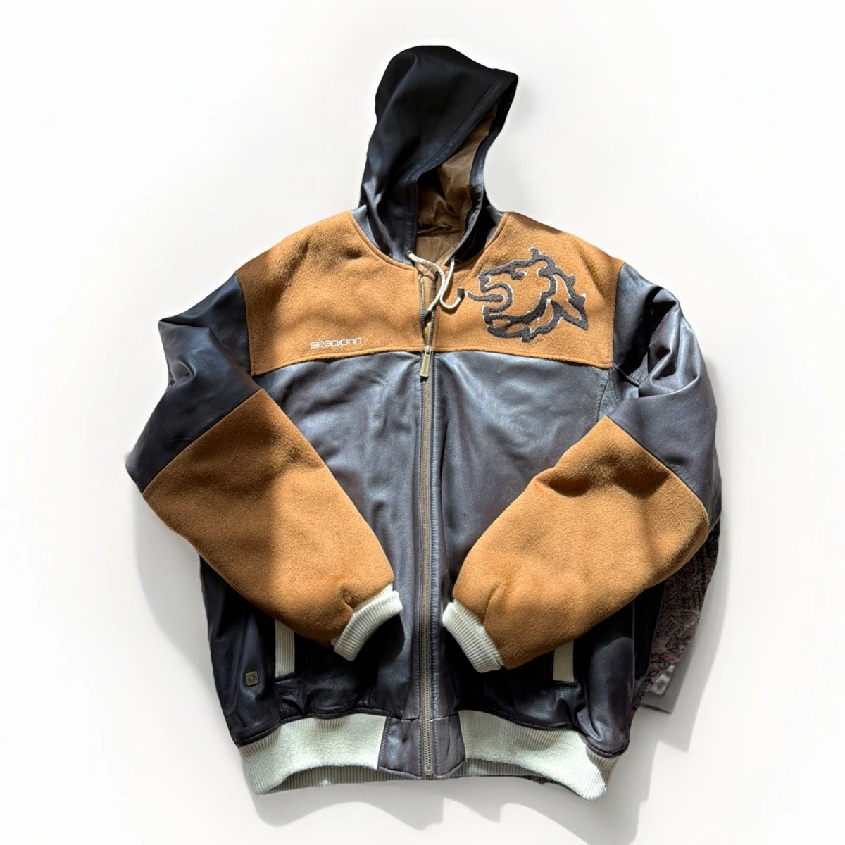 Sean John Leather Outer Shell Brown Coats, Jackets & Vests for Men 