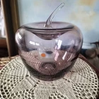 BLENKO Apple Purple Amethyst Art Hand Blown Glass Original Sticker 5” Stem