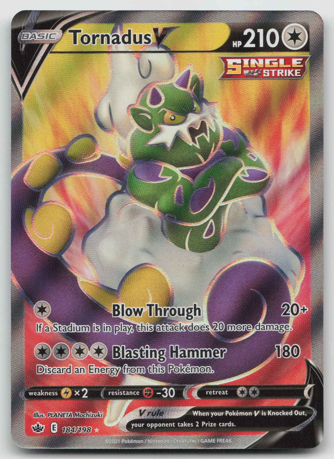 Tornadus V (Full Art) Ultra Rare SWSH06: Chilling Reign 184/198 NM