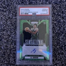 2024-25 Panini Prizm Sensational Signatures AJ Johnson Green Choice Auto /8