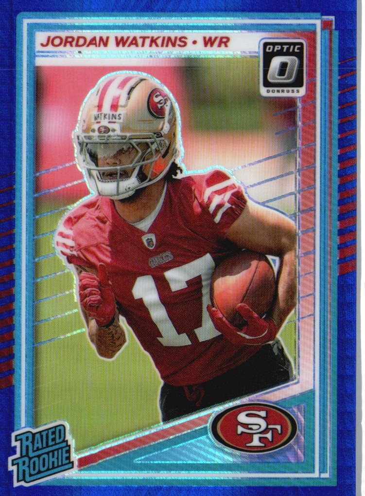 2025 Donruss Optic #289 Jordan Watkins Blue Hyper