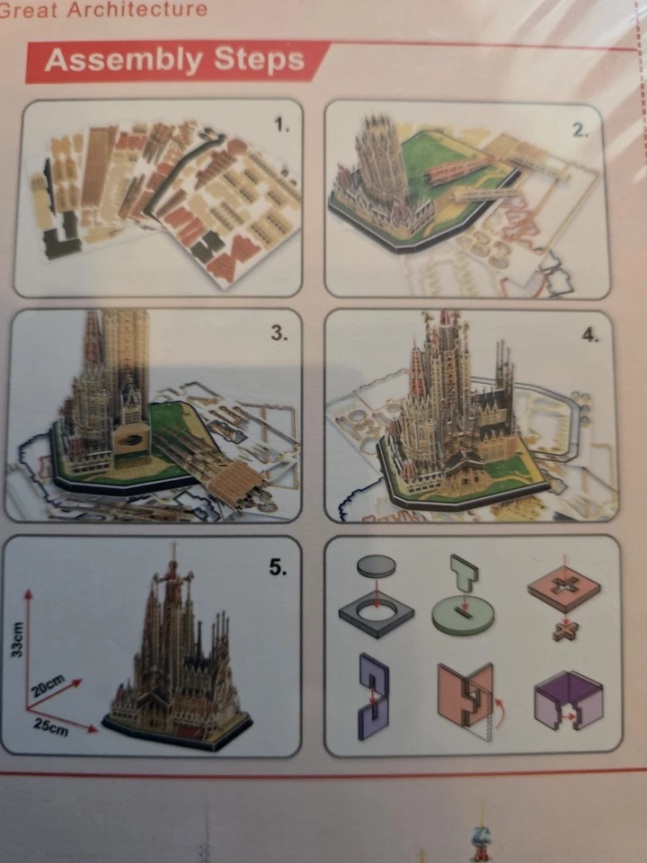 CubicFun 3D Puzzle Sagrada Familia Barcelona – 184 Pieces – No Tools Needed-NEW - Image 4 of 4