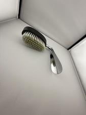 Vintage Folding Shoe Horn with Hair Brush Chrome Handle