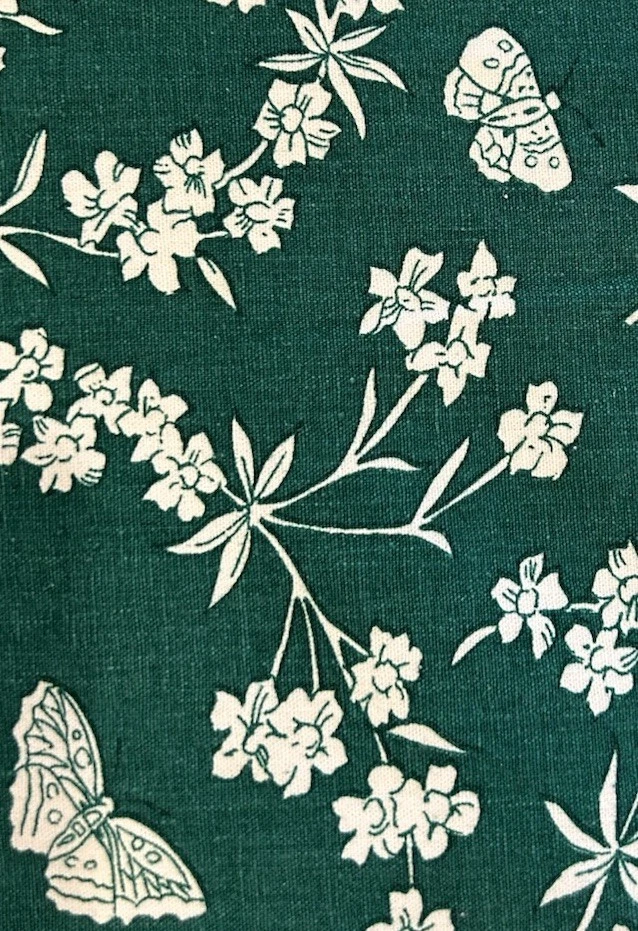 Vintage Duralee Fabric 3YDS x 50" Green Floral Butterfly Cotton Textured Woven - Image 4 of 4