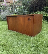 Mid Century Teak Record cabinet Storage Ladderax Type System Modular Wall Unit