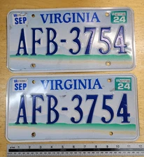 Matching Pair of VA License Plates - Blue Ridge Mountains