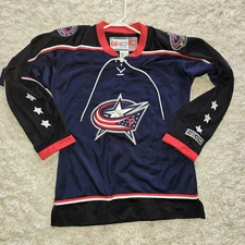 Vintage Women's CCM Authentic COLUMBUS BLUE JACKETS NHL HOCKEY JERSEY SHIRT  S