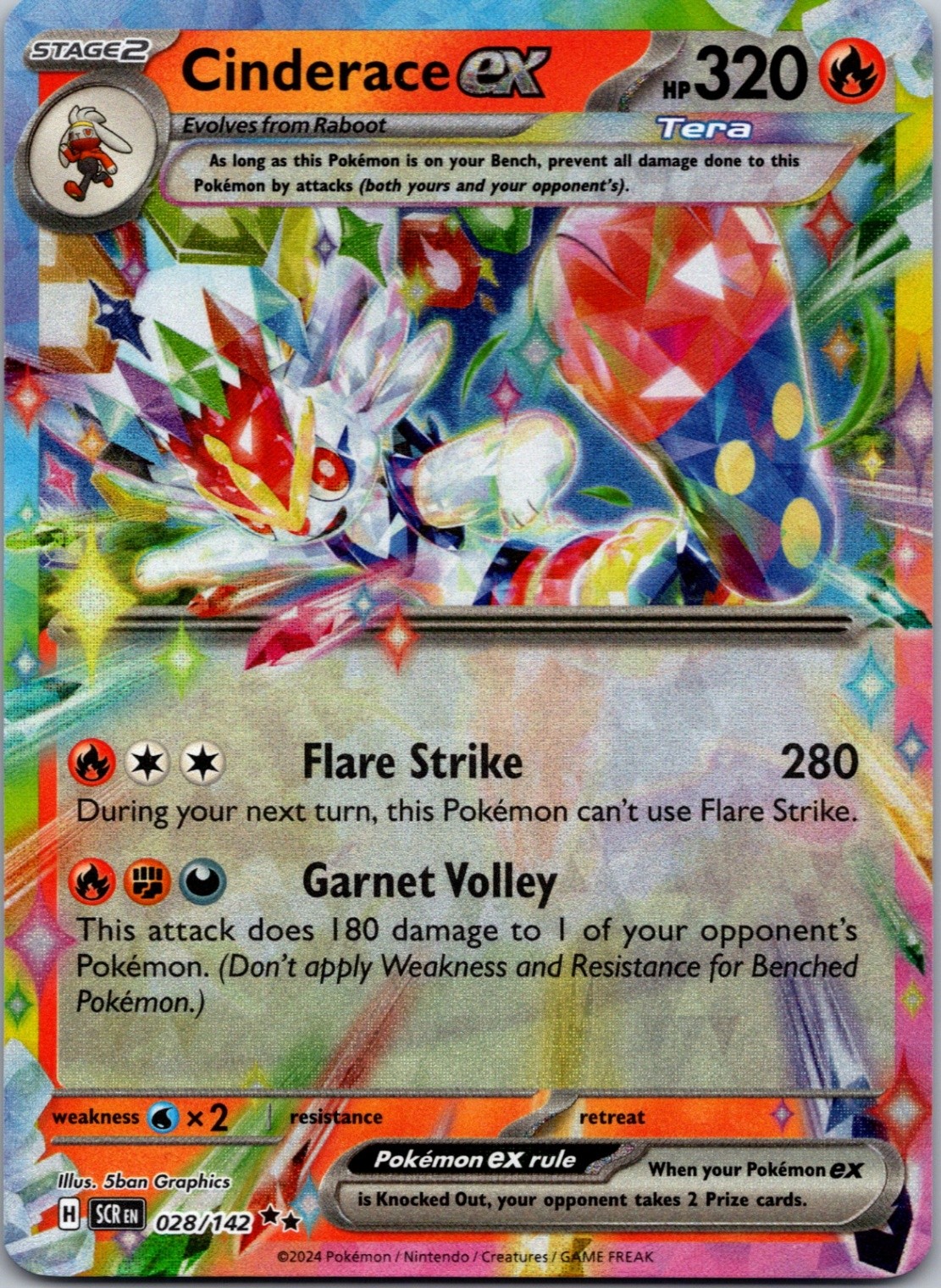 Cinderace ex SV07: Stellar Crown 028/142 NM