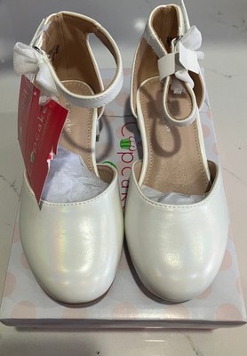 Cupcake Couture Lil Chloe White Kids Dress Shoes with Bow Accent