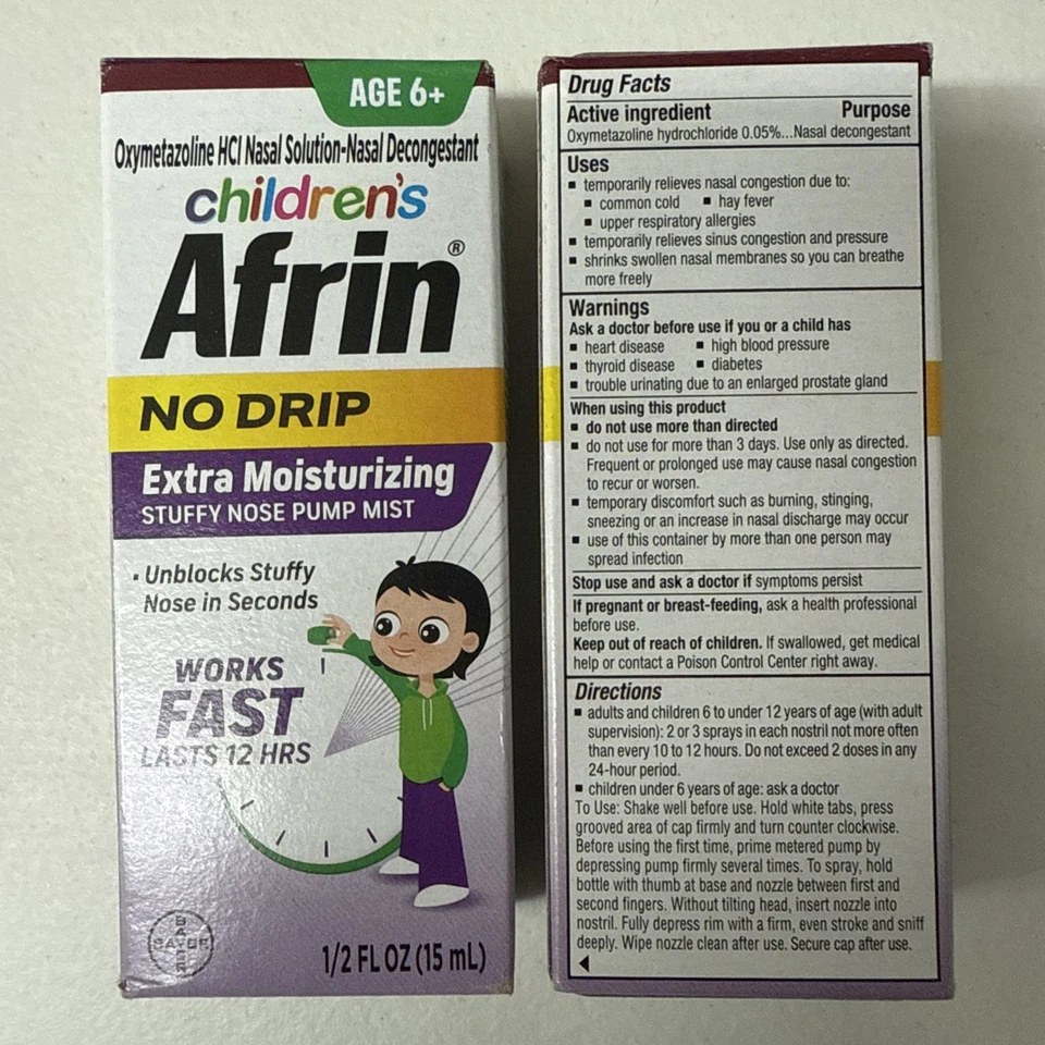 Childrens Afrin No Drip Extra Moisturizing 12 Hour Stuffy Nose Nasal Spray, 15ml - Image 3 of 4