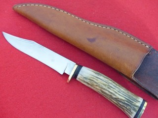 HO77 USA made stag custom handmade fixed blade knife ms