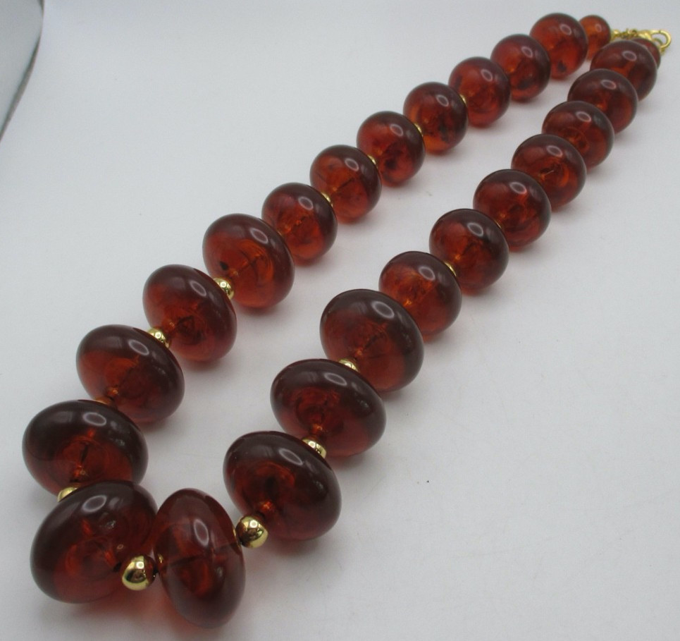 VTG Kenneth Jay Lane KJL Chunky Faux Amber Lucite… - image 3