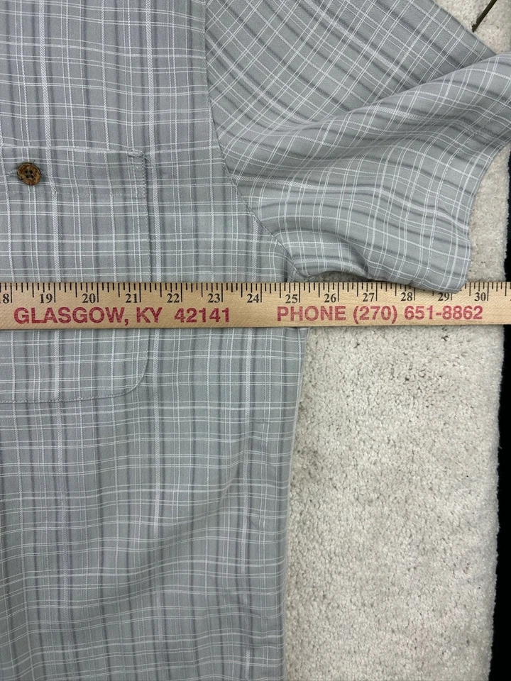 Island Shores Men's Dress Shirt XL Gray Plaid Rayon Polyester - Image 4 of 4