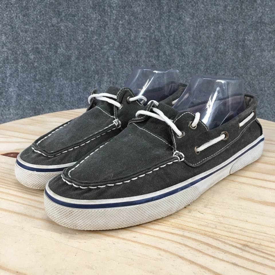 Thom McAn Shoes Mens 10 M Gray Casual Boat Canvas Slip On Lace Up Low Top - Image 3 of 4