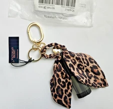 VICTORIA'S SECRET Silk Tie Tassel Bag Charm Keychain Leopard Animal Print NEW!