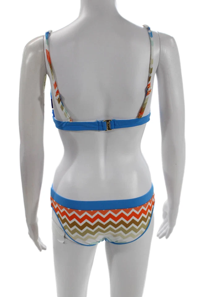 Conjunto de bikini a rayas geométricas azules Shoshanna para mujer talla S Foto 4 de 4